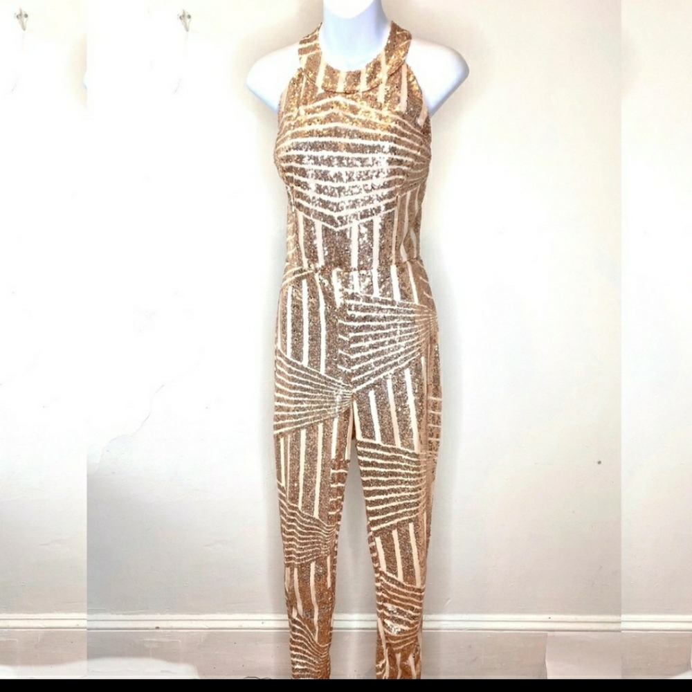 Rose Gold sequin jumpsuit XL
